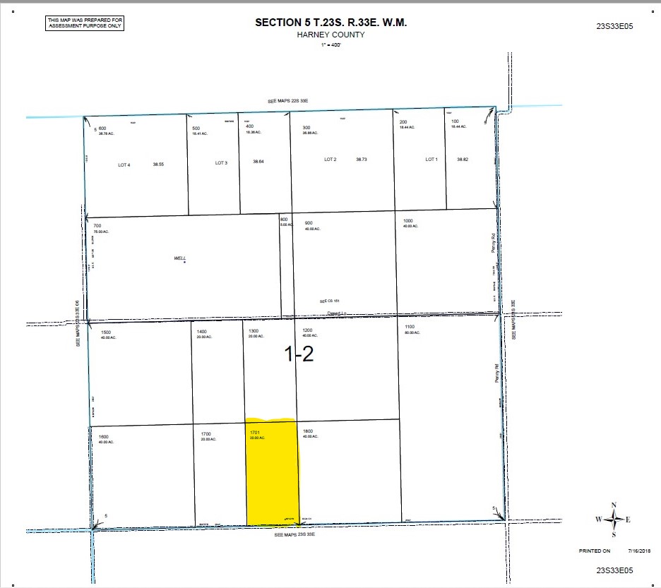 20-Acres-For-Sale-Burns-Oregon-Lane-3-Road-Lot-1701-Section-Map